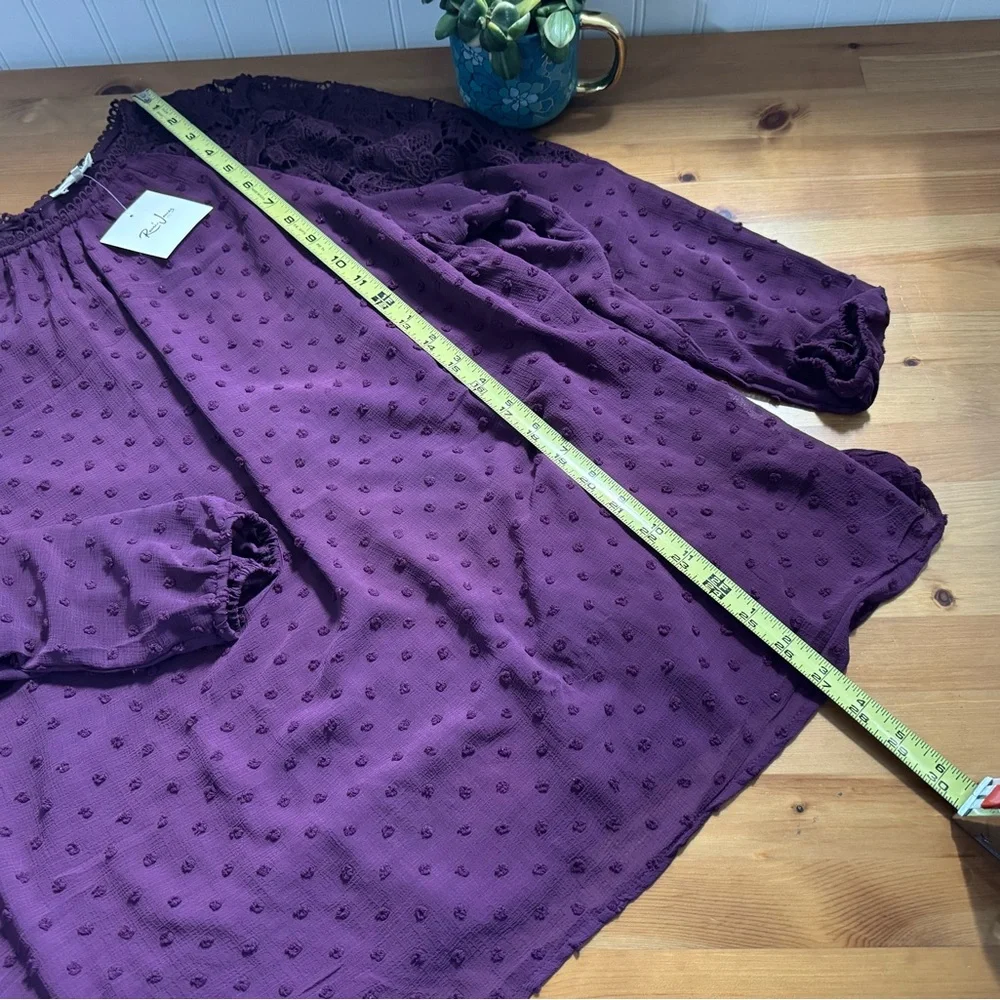 Remi James Purple Layered Long Sleeve Top Size 1X New With Tags - Picture 6 of 8
